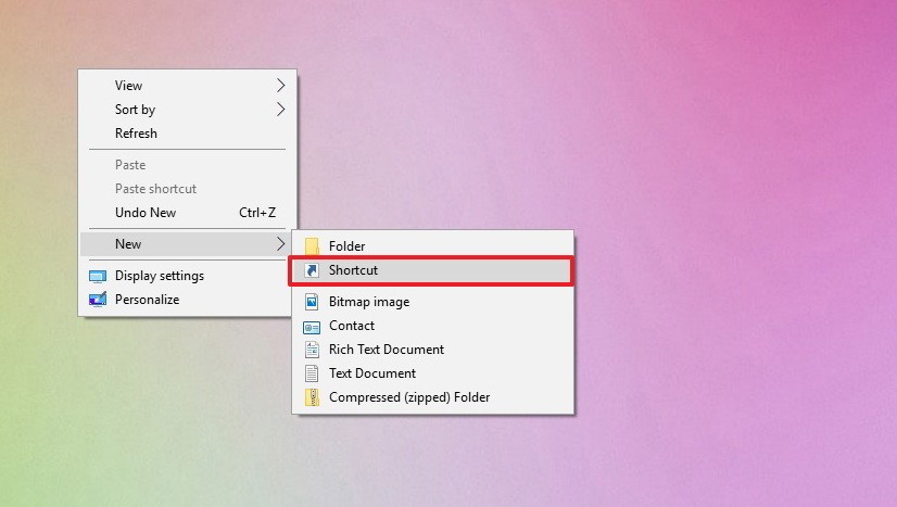 New Folder Shortcut Windows 10